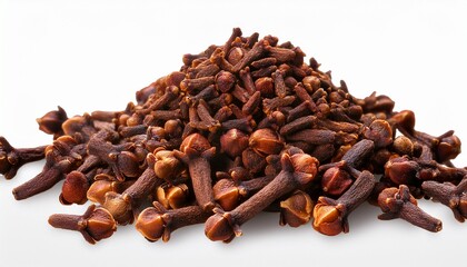 Fototapeta premium Pile Of Dried Cloves Spice Isolated On Transparent Background Pile Of Dried Cloves Spice Aromatic Isolated On White Background