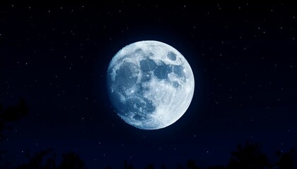 Naklejka premium Full Moon In A Night Sky