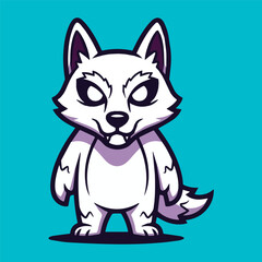 Obraz premium A digitally crafted fierce white wolf character illustration, embodying strength and a bold spirit, perfect as a vibrant and eye-catching mascot or distinctive brand logo