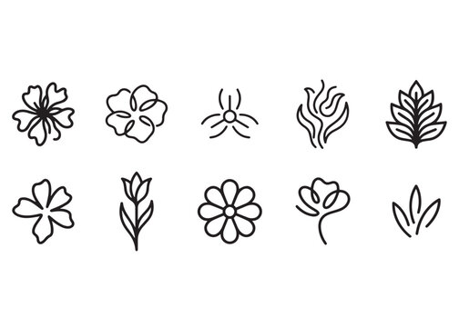 Set of minimal floral botanical logo designs for corporate brand identity - Powered by Adobe