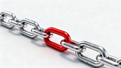 Obraz premium Weak Link in the Chain Concept – Red Chain Link Symbolizing Risk