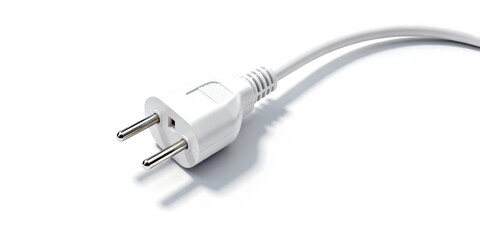 European Power Plug with White Cable &ndash; Electricity, Energy Supply, and Electrical