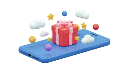 Mobile Gift Box with Stars and Clouds