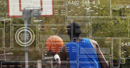 Running three athletes charging across grassy field with blue and orange singlets, HUD overlays