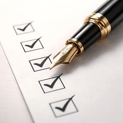 Checklist with Fountain Pen &ndash; Business Approval