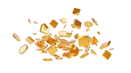 Scattered Gold Coins and Ingots