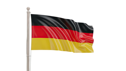 Waving Flag of Germany on a flagpole