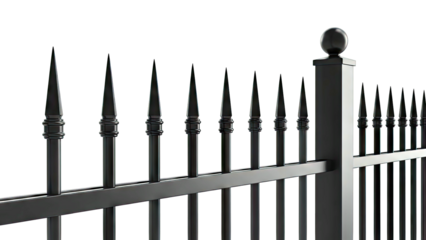 Black Wrought Iron Fence with Spikes and Finial