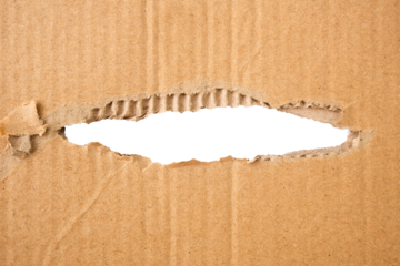 torn cardboard with transparent middle