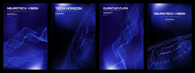 Fototapeta na wymiar Abstract vector background with flowing particles. Digital data stream, technology concept for artificial intelligence and quantum computing.