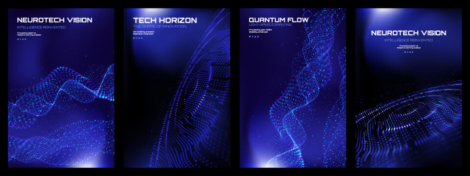 Abstract vector background with flowing particles. Digital data stream, technology concept for artificial intelligence and quantum computing.