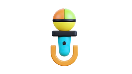 Stylized 3D Microphone Icon with Vibrant Colors