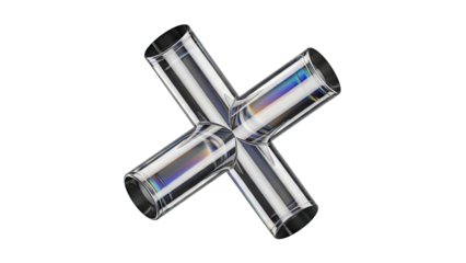 Abstract Cross-Shaped Structure of Polished Metal Tubes