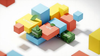 Obraz premium Colorful 3d cubes with dollar signs on white