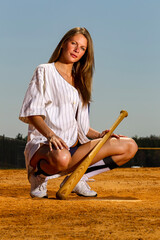 Springtime Confidence: A Radiant Athlete Shines on the Sunlit Baseball Diamond