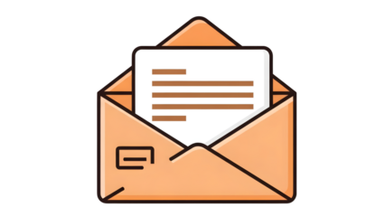 Flat Design Open Envelope With Letter Message Icon