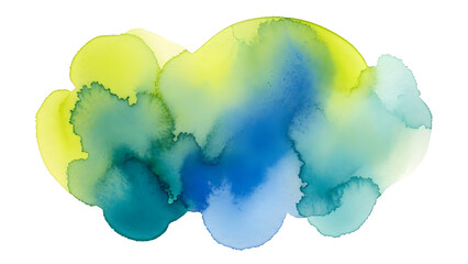 Vibrant Blue Green Yellow Abstract Ink Art On Black
