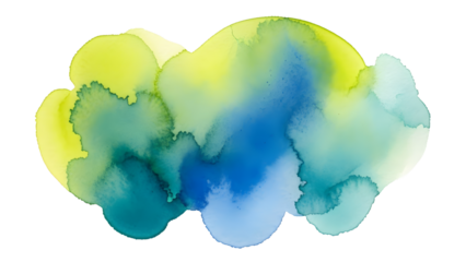 Vibrant Blue Green Yellow Abstract Ink Art On Black