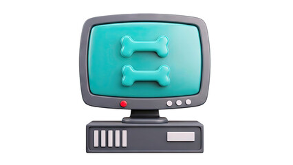 Retro Computer with Bone Icons