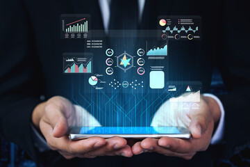 A data analytics interface for visualizing business performance metrics. A collection of charts and graphs for strategic reporting and company analysis. Motif