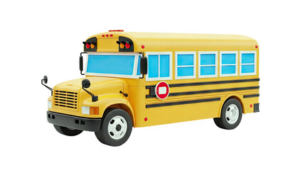 Yellow School Bus with Blue Windows