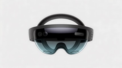 Modern virtual reality headset isolated on clean white background
