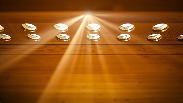 soffit. Extreme close-up of wooden soffit with sunlight streaming through holes. real-estate listings, architecture portfolios, designed for real-estate listing and luxury residence showcases.