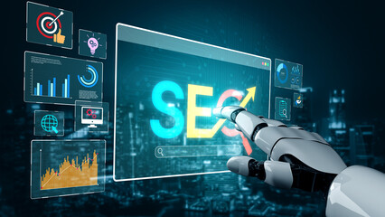 AI improves SEO visibility using intelligent optimization tools, keyword analytics, and smart...