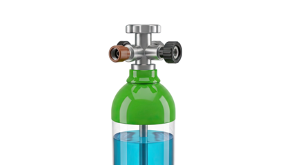 Medical Oxygen Cylinder Valve with Blue Liquid