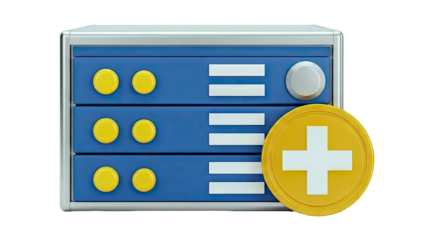 Server with Medical Cross Icon