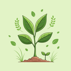 Green plant sprout growing from soil, symbolizing growth and nature