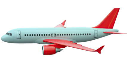 Gray Passenger Jet with Red Accents