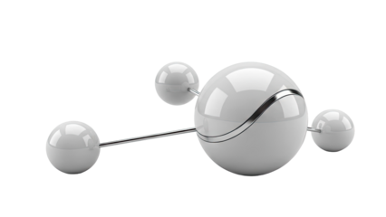 Abstract Spheres Connected by Rods on White Background