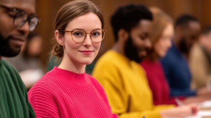 Obraz premium National Freedom Day and justice heritage, A group of individuals engaged in a thoughtful discussion, showcasing diverse attire and expressions in a collaborative setting.