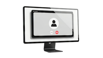 Computer Monitor Displaying Video Call Interface