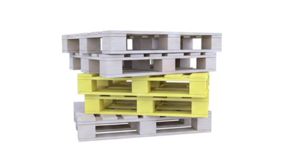 Stack of Wooden Pallets with Yellow Pallet