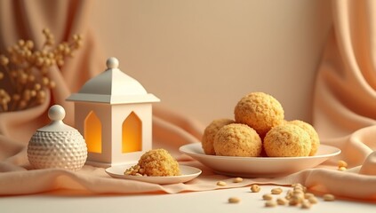 Ramadan Feast - Lantern, Sweets, and Festive Decorations.