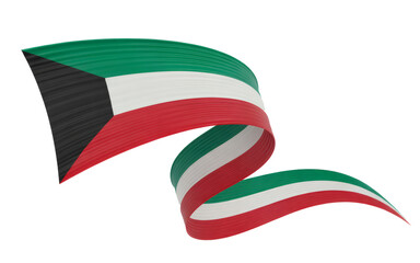 Kuwaiti flag ribbon elegantly flowing, perfect for national celebrations and patriotic designs now