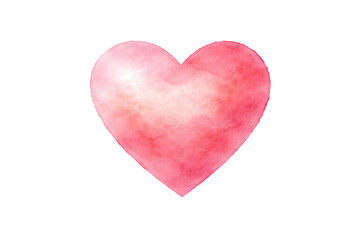 Watercolor pink heart illustration on white background