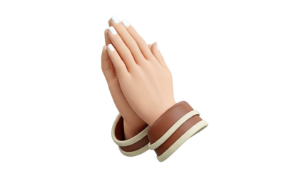 Praying Hands with White Nails and Brown Cuffs