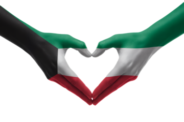 Kuwait pride flows through artistic hands forming a heartfelt symbol of national love and cultural identity