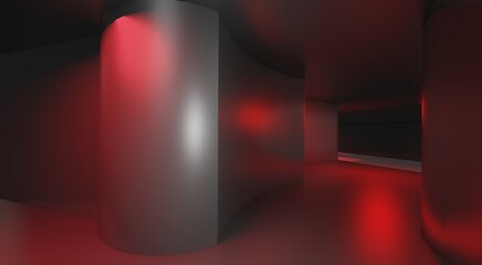 industrial empty room liminal space 3d render illustration