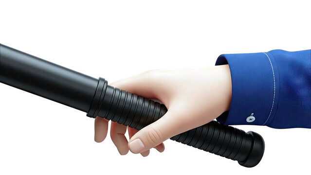 Hand holding a black baton