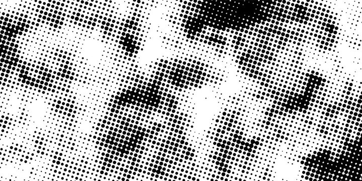 Classic halftone dots background in grayscale, representing traditional printing techniques and graphic design aesthetics.