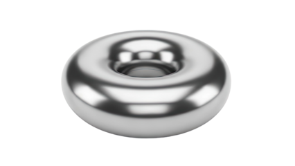 Silver Spherical Object with Central Cavity