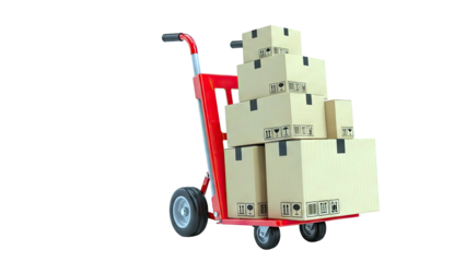 Hand Truck Loaded with Cardboard Boxes