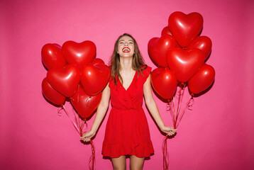 young woman with balloons