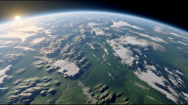 Cinematic Orbital View of Earth Rotating from Top-Left to Bottom-Right for Aerospace and Global Innovation