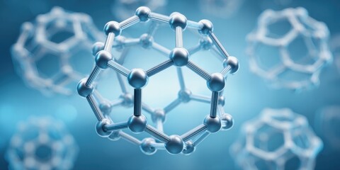 Advanced manufacturing concepts for biomaterials. A 3D rendering of molecular structures showcasing interconnected atoms, creating a visually appealing scientific representation.