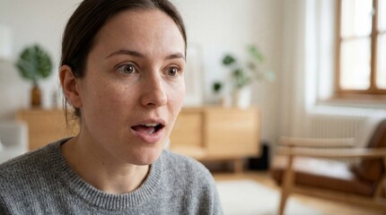 Surprised Young Adult Facial Expression in Close Up Portrait
